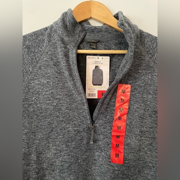 🏷️ 🏕️NWT Eddie Bauer Women’s Fleece 1/4 zip. Grey. Medium - Picture 5 of 11